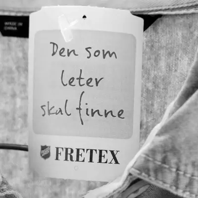 Prislapp på plagg fra Fretex