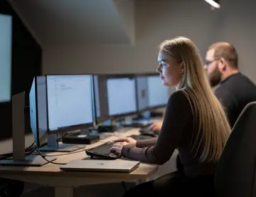 Portrett ansatte og ansatt på jobb