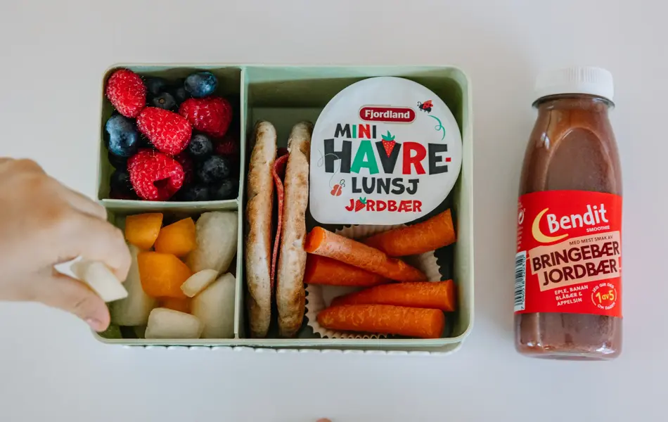 Frukt, grønsaker, havregrøt til matpakke