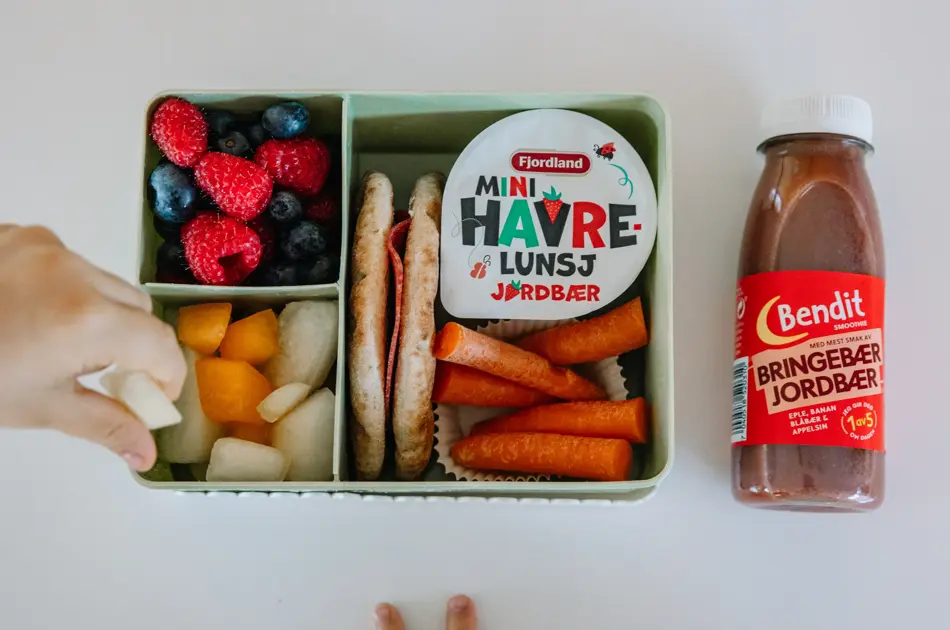Frukt, grønsaker, havregrøt til matpakke
