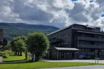 Fasadebilde av boligprosjektet Hallingtunet på Flå.