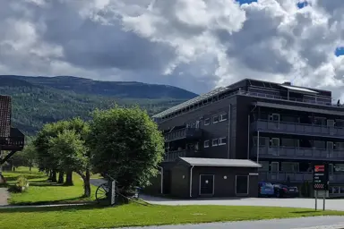 Fasadebilde av boligprosjektet Hallingtunet på Flå.