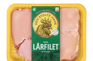 Pakke med saftig kylling lårfilet fra Den Stolte Hane.