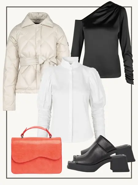 Kollasj av dameklær