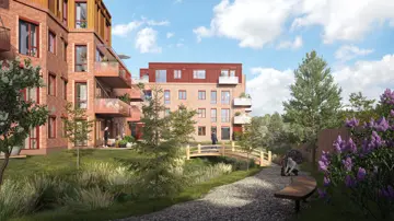 Illustrasjon, Heggedal Hage fasade og fellesareal