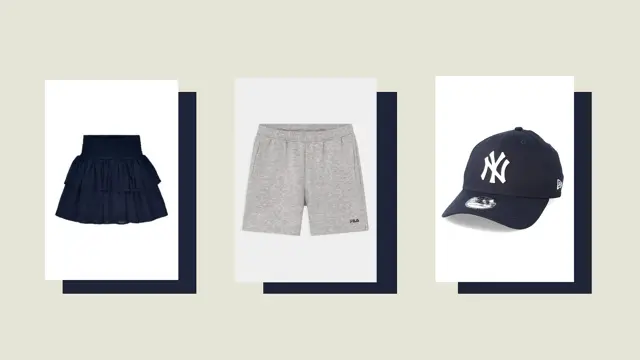 skjørt, shorts og caps