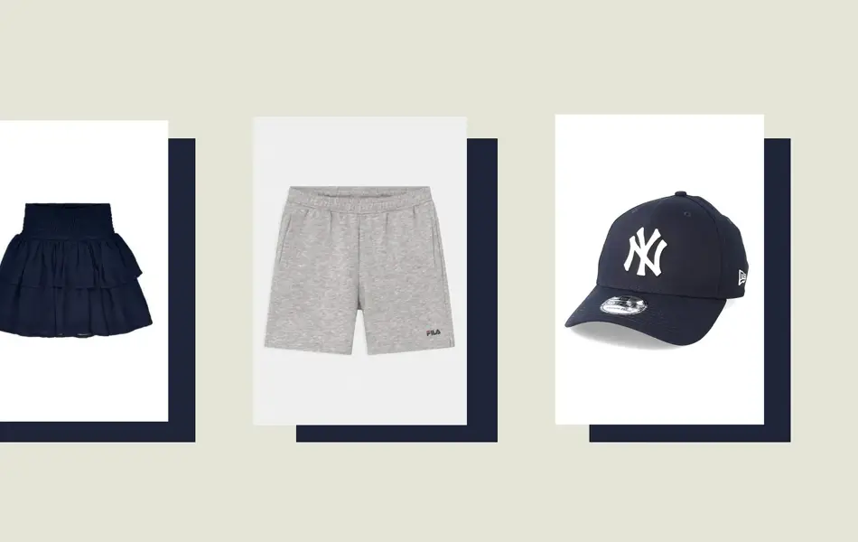skjørt, shorts og caps