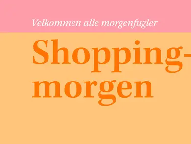 Grafisk bilde med teksten "Shoppingmorgen"