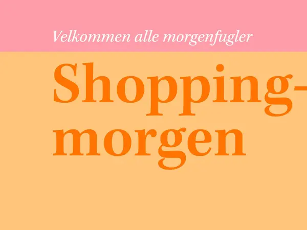 Grafisk bilde med teksten "Shoppingmorgen"