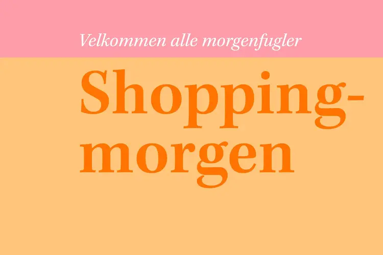Grafisk bilde med teksten "Shoppingmorgen"