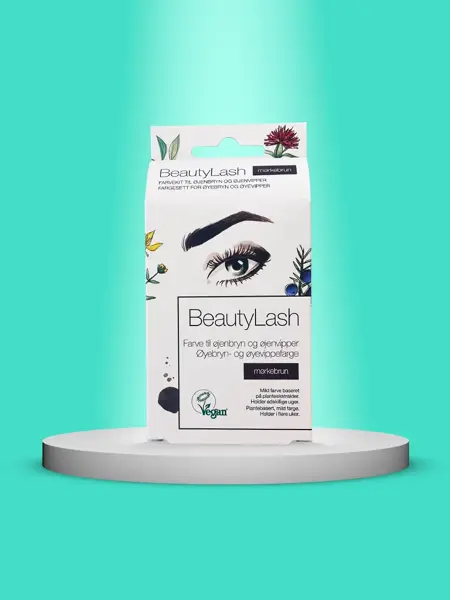 Pakke med farge til vipper og bryn på et bord