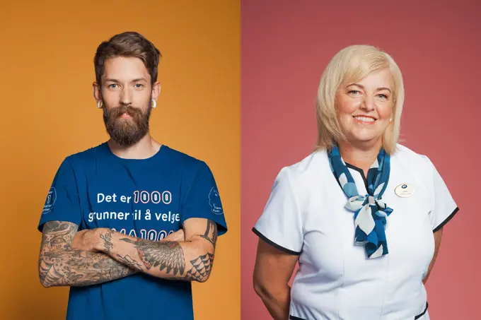 Ansatte i uniform fra REMA 1000 og Boots Apotek