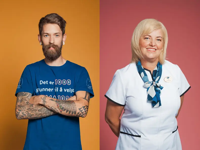 Ansatte i uniform fra REMA 1000 og Boots Apotek