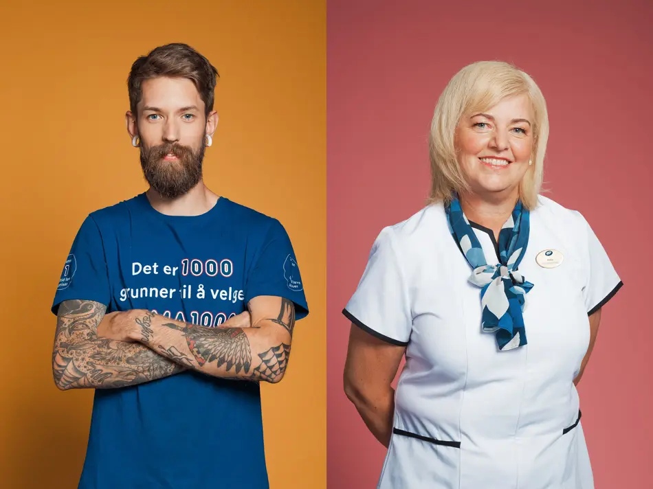 Ansatte i uniform fra REMA 1000 og Boots Apotek