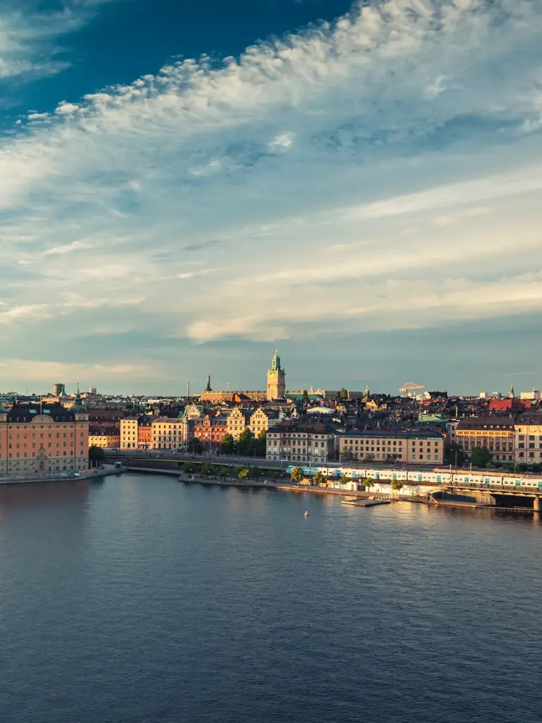 Dramatic sky over old town of Stockholm, Sweden.