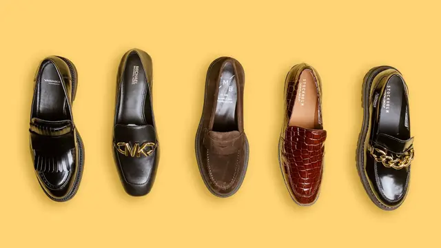 Sko på gul bakgrunn