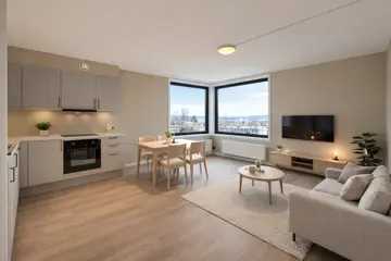 Bildet er innredet med møbler ved hjelp av KI.