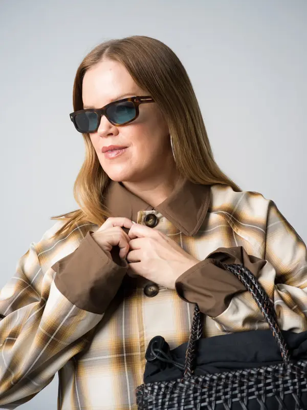 Olivias Verden trenchcoat 2199 Levis jeans 1349 Accessorize øredobber 89 Optiker G Krogh Prada solbriller 5270 The Vibe veske 2900 Scorett pumps 2000-9