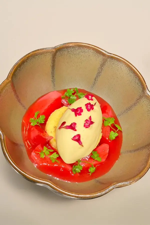 Dessert i skål, is