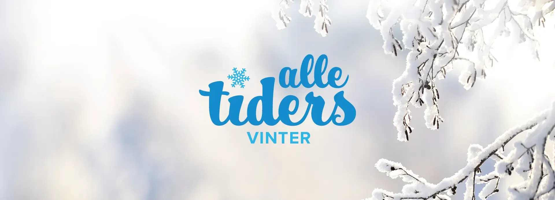 Tre med snø på og teksten "Alle tiders vinter"
