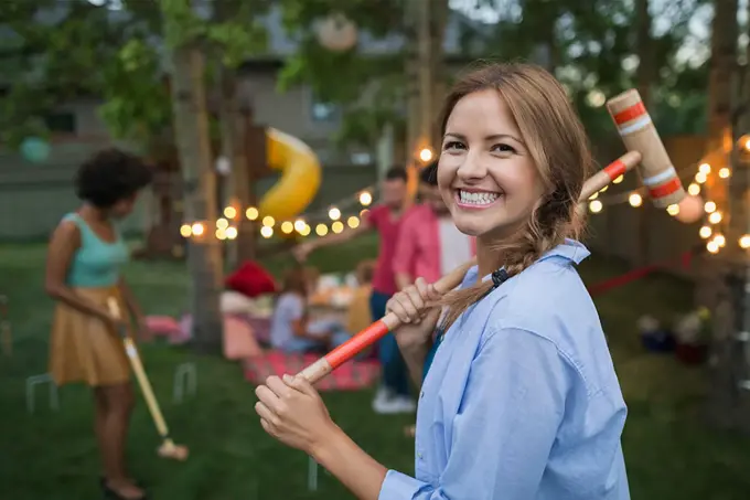 Dame med krokket kølle