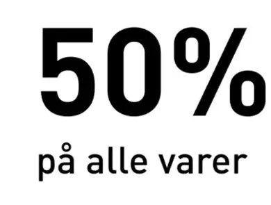 50% på alle varer