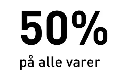 50% på alle varer