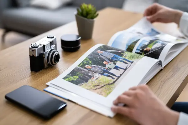 Looking Look At Family Photo Album. Memory Book