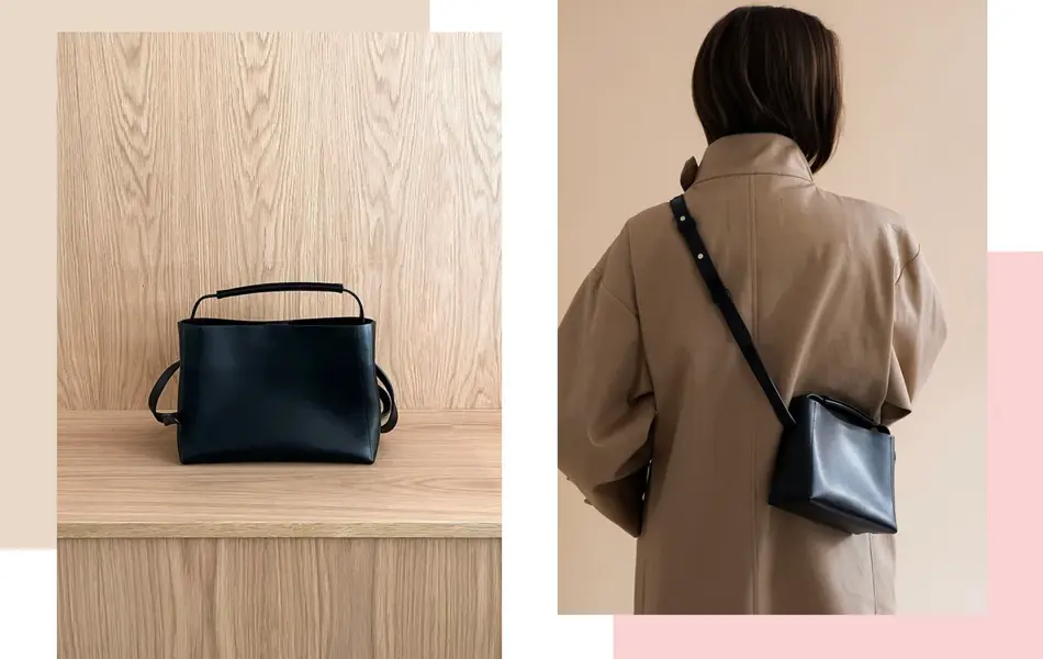 Dame viser frem vesker