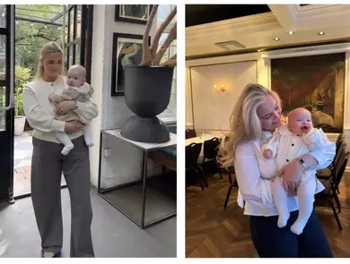 Sara og Victoria holder hver sin baby