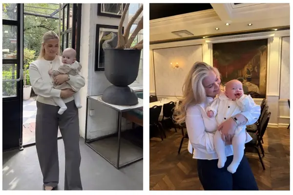 Sara og Victoria holder hver sin baby