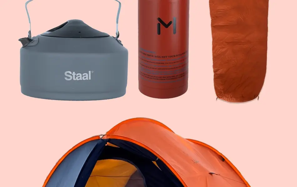 Kollasj med turutstyr