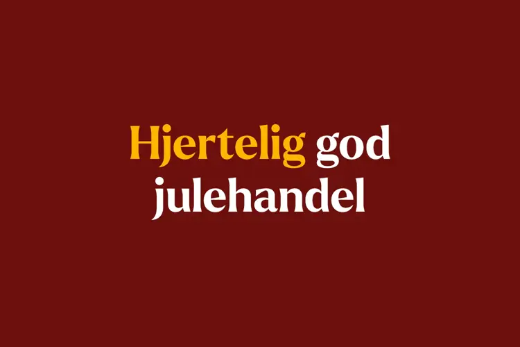 Grafisk bilde med teksten "Hjertelig god julehandel"