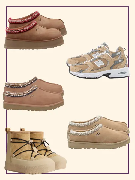 Kollasj av høstsko og tøfler