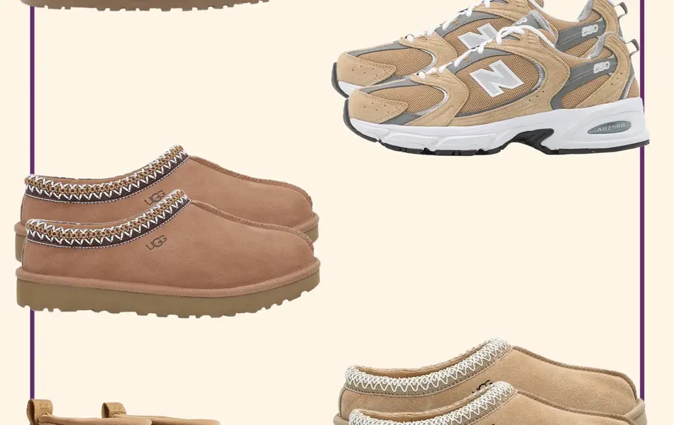 Kollasj av høstsko og tøfler