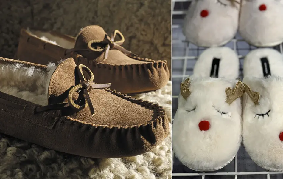 beige tøfler og tøfler med reinsdyransikt