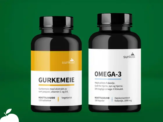Kosttilskudd med gurkemeie og omega-3 fra Sunkost.