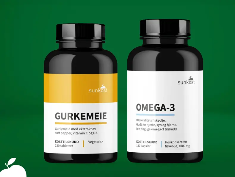 Kosttilskudd med gurkemeie og omega-3 fra Sunkost.