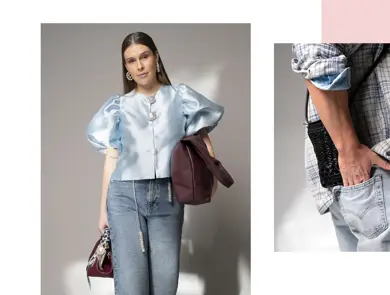 Dame og mann viser jeans mote