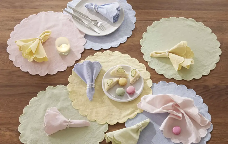 106015024 Tilda tekstilserviett Ø38 rosa 106015026 Tilda tekstilserviett Ø38 pistasj_ (1)