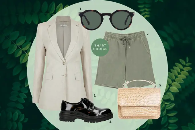 collage som viser diverse miljøvennlige klær og tilbehør