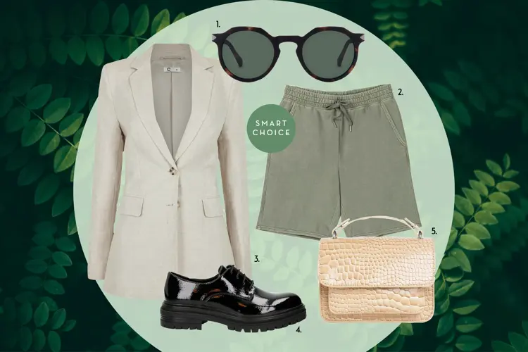 collage som viser diverse miljøvennlige klær og tilbehør