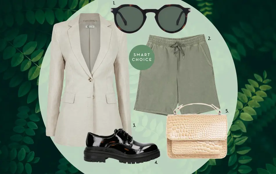 collage som viser diverse miljøvennlige klær og tilbehør