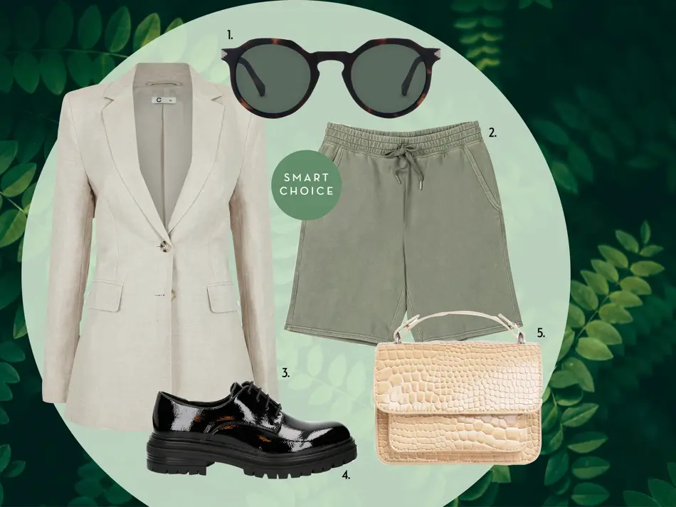 collage som viser diverse miljøvennlige klær og tilbehør