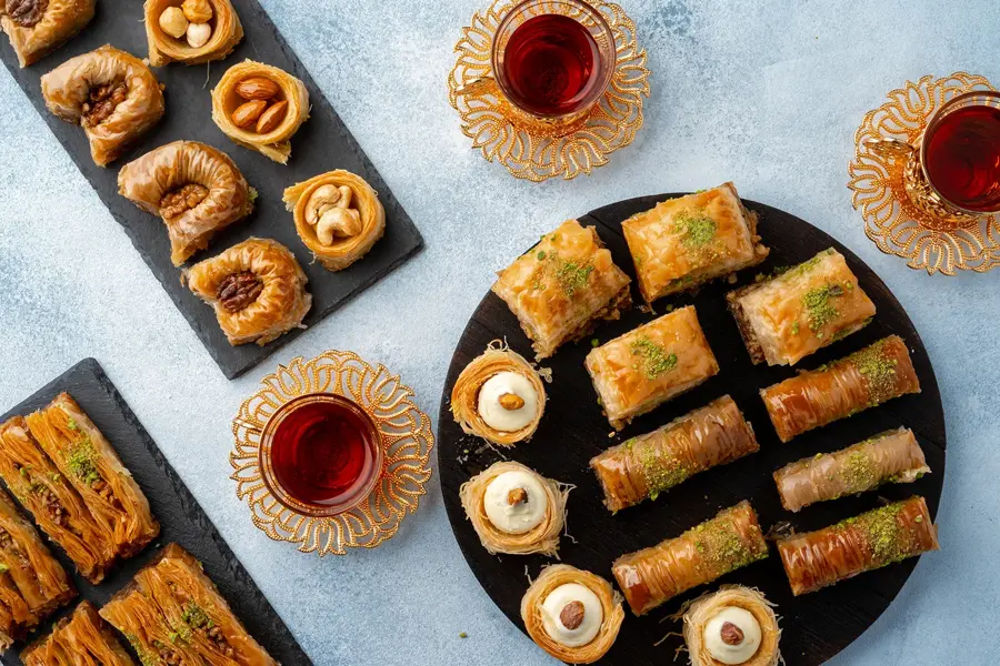 baklava arabisk søtsaker dessert og te