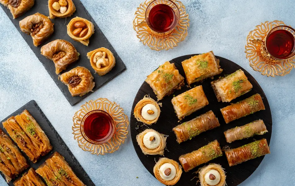 baklava arabisk søtsaker dessert og te