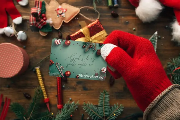 mann som holder personlig dittgavekort