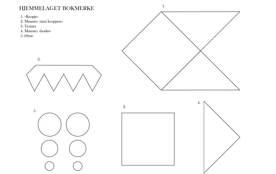 Mal med oversikt over elementer som behøves for å lage bokmerke
