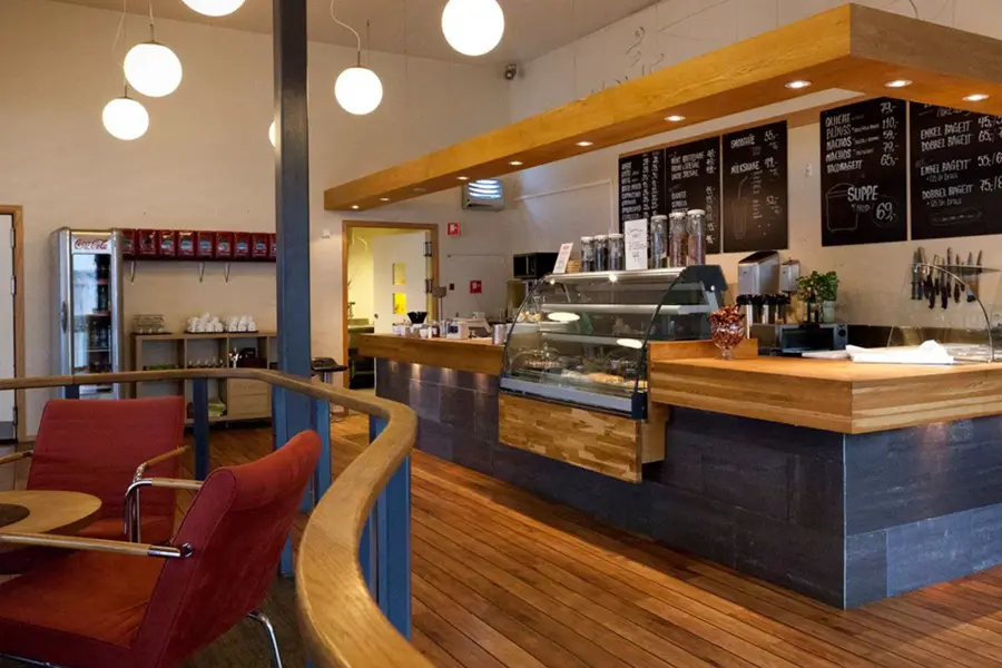 Interiør av Krus Kaffebar på Namsos Storsenter