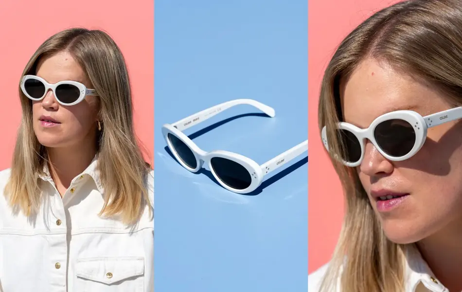 Jente med lyst hår og sorte solbriller